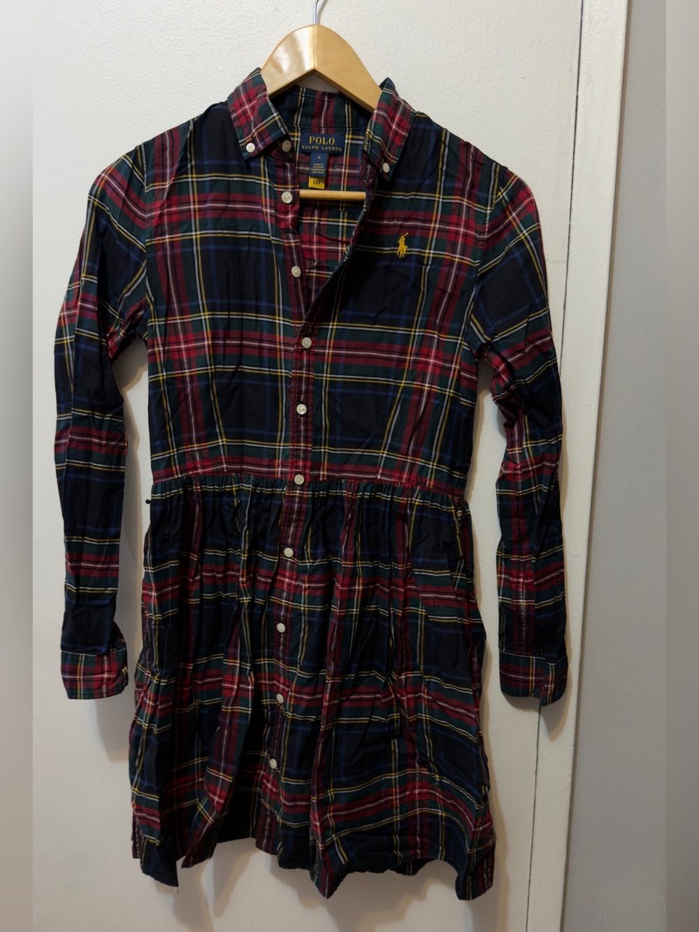 Polo by Ralph Lauren Navy, Red & Green Plaid Button-Up Shirt